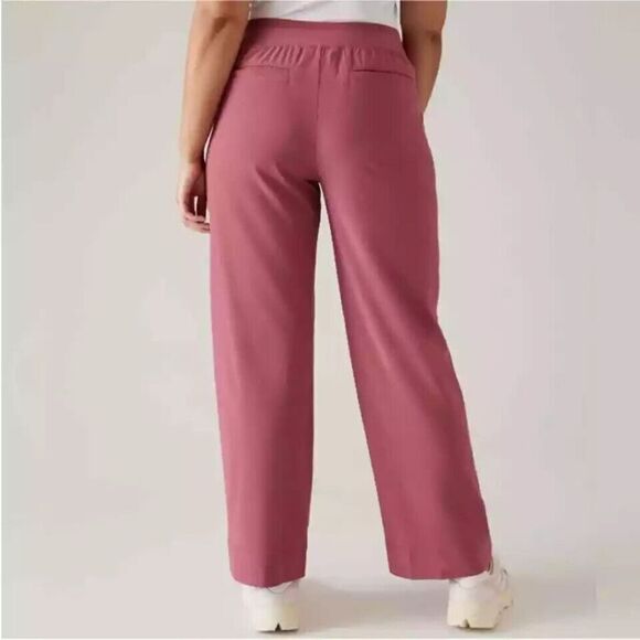 Athleta 658449-01 Women Sz 0 Rose Berry Brooklyn Heights Hi-Rise Wide Pants - Picture 15 of 15